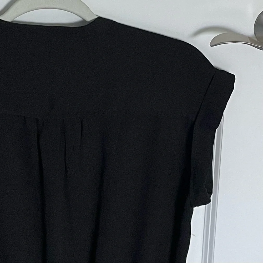 J. Crew Black V-neck Cuffed Short Sleeve Camp-Shirt Jumpsuit - 47207